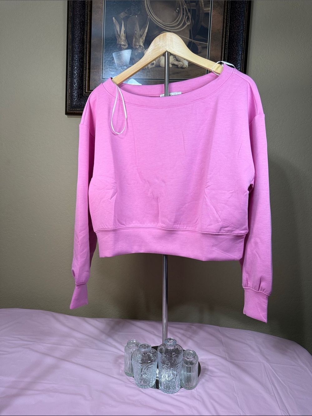 Zenana Pink Women's Crop Sweatshirt Top